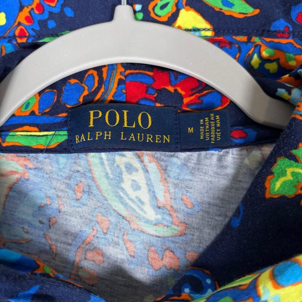 Polo Ralph Lauren Navy Paisley Hooded Long Sleeve T-Shirt Mens M - Picture 4 of 6